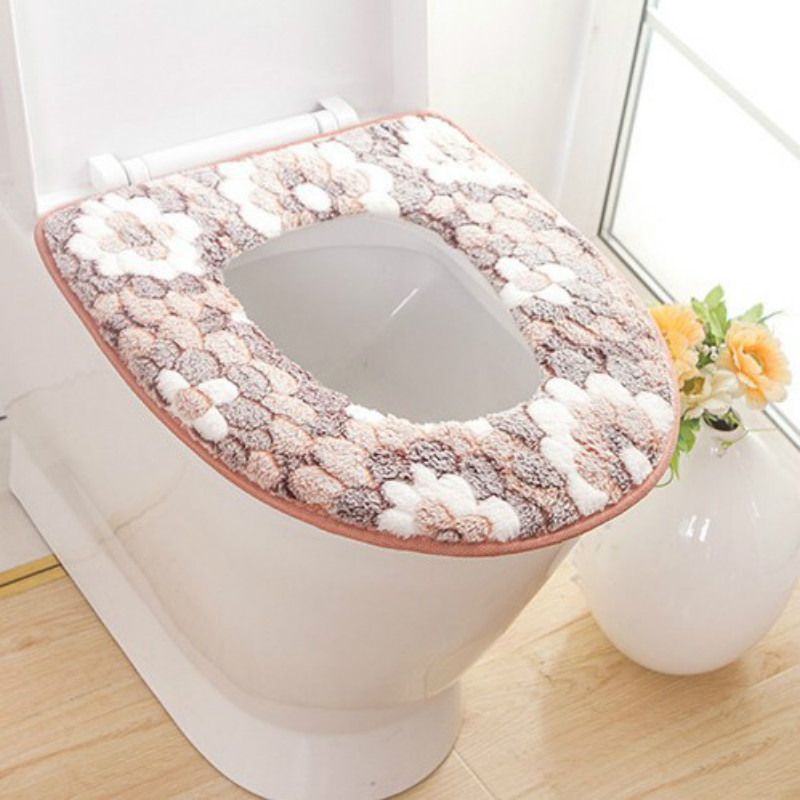 Coral fleece toilet seat cover Velcro toilet seat cushion cover soft toilet cushion bathroomsupplies