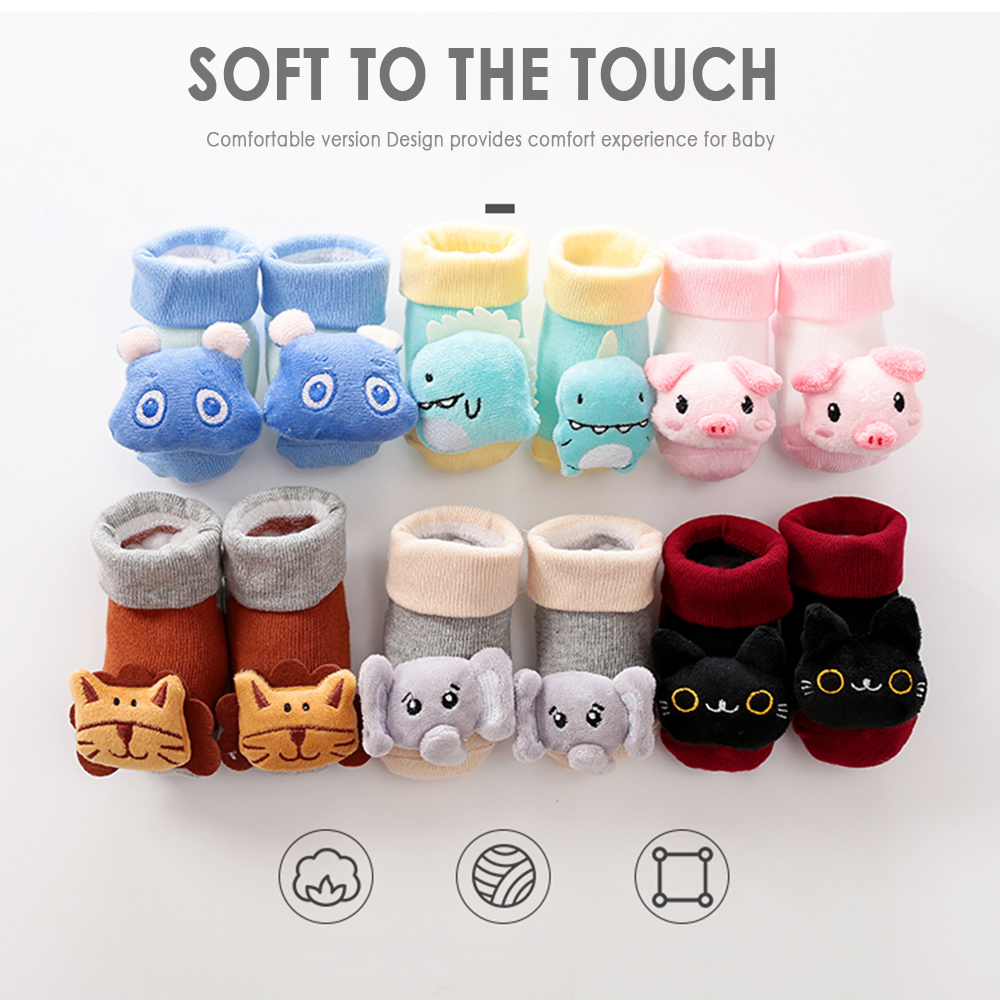 Cartoon Baby Socks  Anti-Slip Newborn Rattle Socks Cute Autumn Floor Cotton Socks Warm Boots