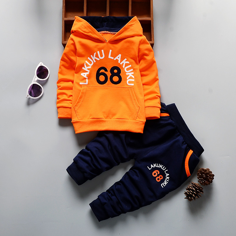 Baby sports suit 1-5 years old baby two bar pull strip long sleeve Hoodie trousers two piece suit