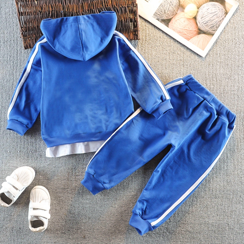 Baby sports suit 1-5 years old baby two bar pull strip long sleeve Hoodie trousers two piece suit