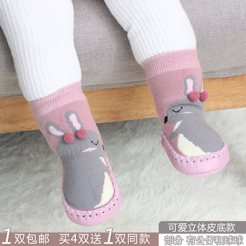 Newborn baby shoes new socks non slip leather sole children&apos;s floor socks