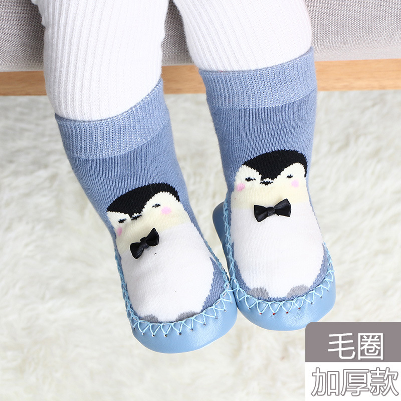 Newborn baby shoes new socks non slip leather sole children&apos;s floor socks