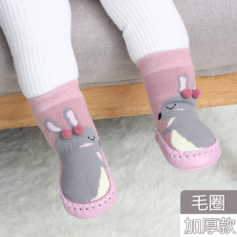 Newborn baby shoes new socks non slip leather sole children&apos;s floor socks