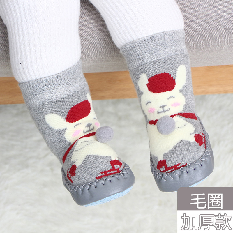 Newborn baby shoes new socks non slip leather sole children&apos;s floor socks