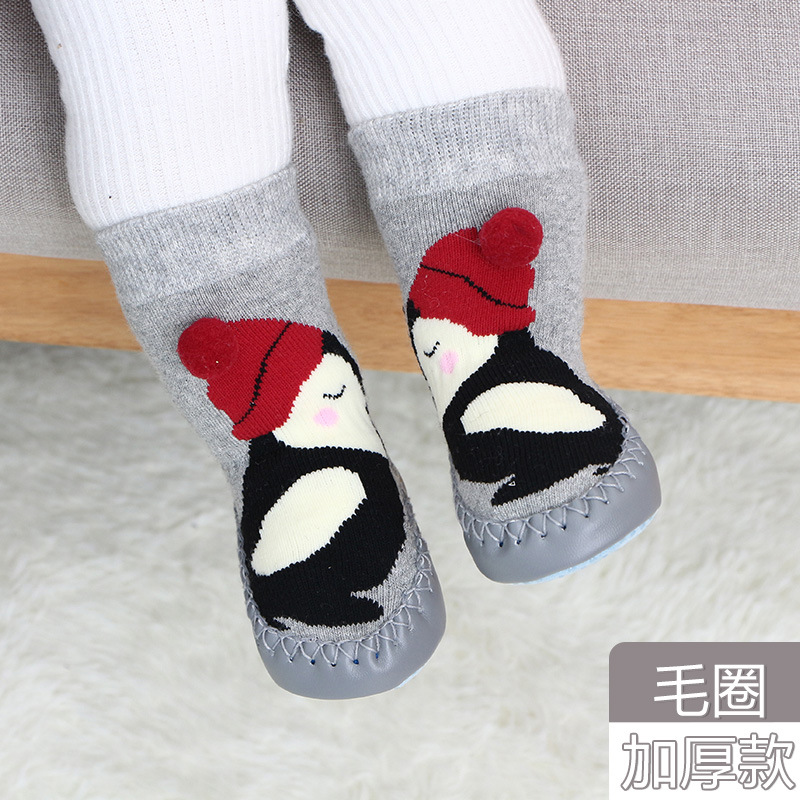 Newborn baby shoes new socks non slip leather sole children&apos;s floor socks