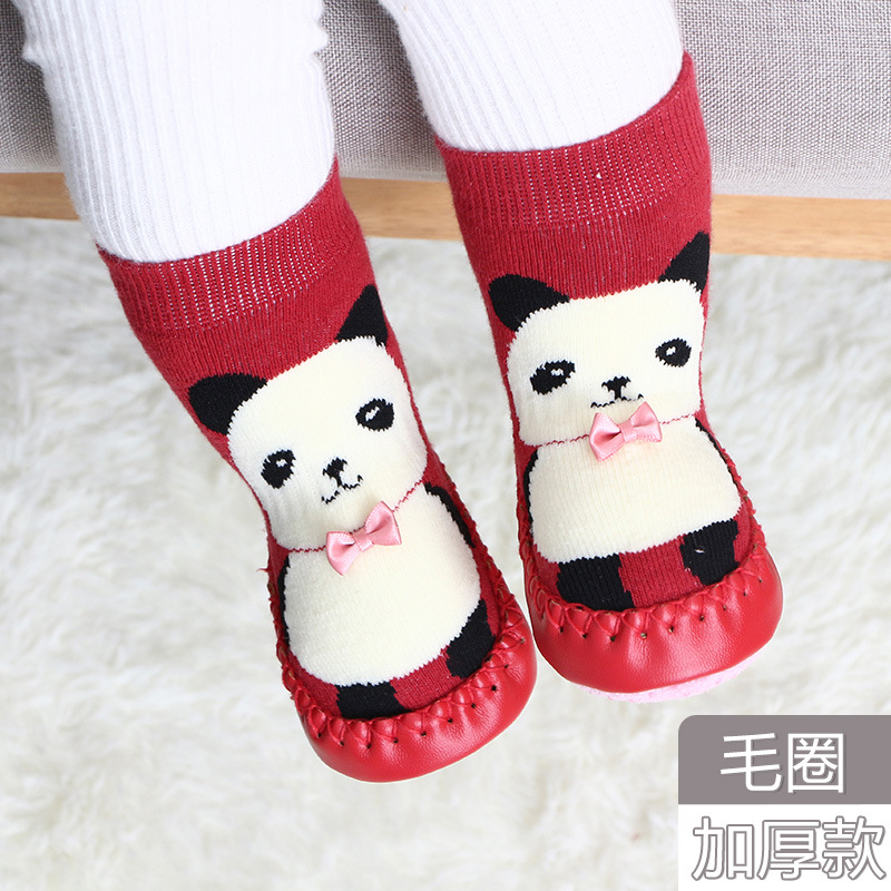 Newborn baby shoes new socks non slip leather sole children&apos;s floor socks