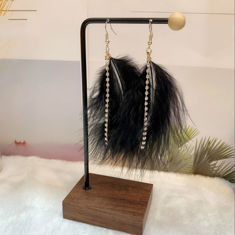 Sexy earrings exaggerated ostrich feather earrings temperament fairy long feather tassel earrings