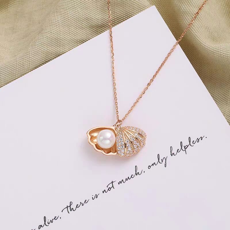 Titanium Steel Diamond Shell Animal Pendant Color Preserving Hypoallergenic Crystal Ladies Necklace