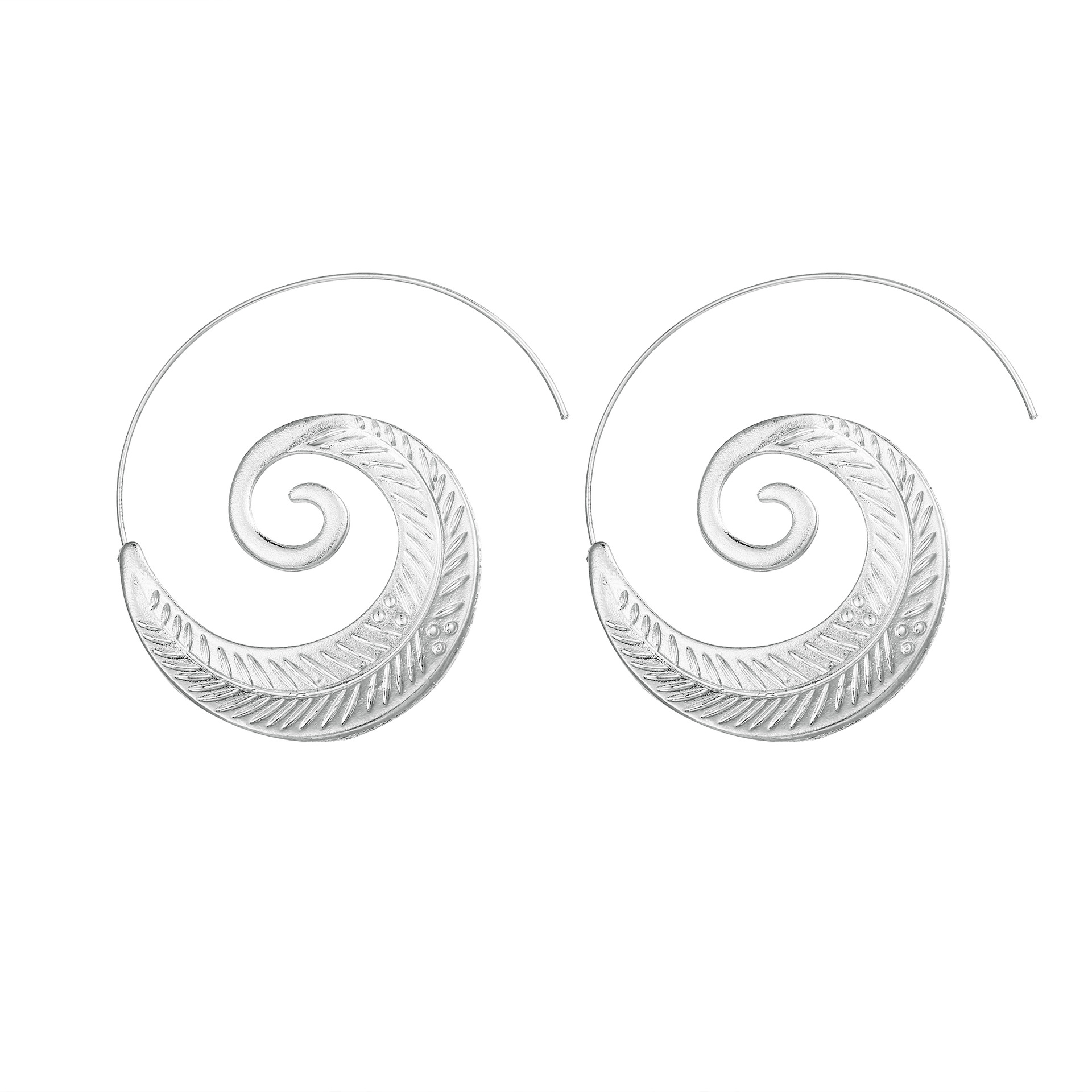 Exaggerated swirl gear-shaped leaf snail shell retro oval spiral type women&apos;s earrings