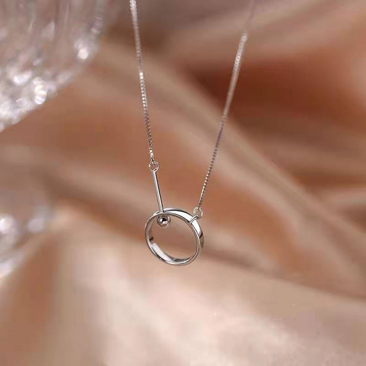 Ring bead necklace female light luxury high class clavicle chain simple temperament accessories