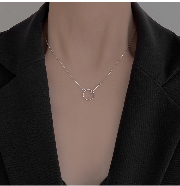 Ring bead necklace female light luxury high class clavicle chain simple temperament accessories
