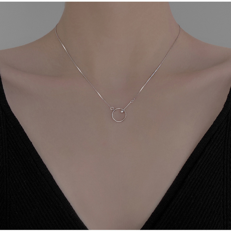 Ring bead necklace female light luxury high class clavicle chain simple temperament accessories