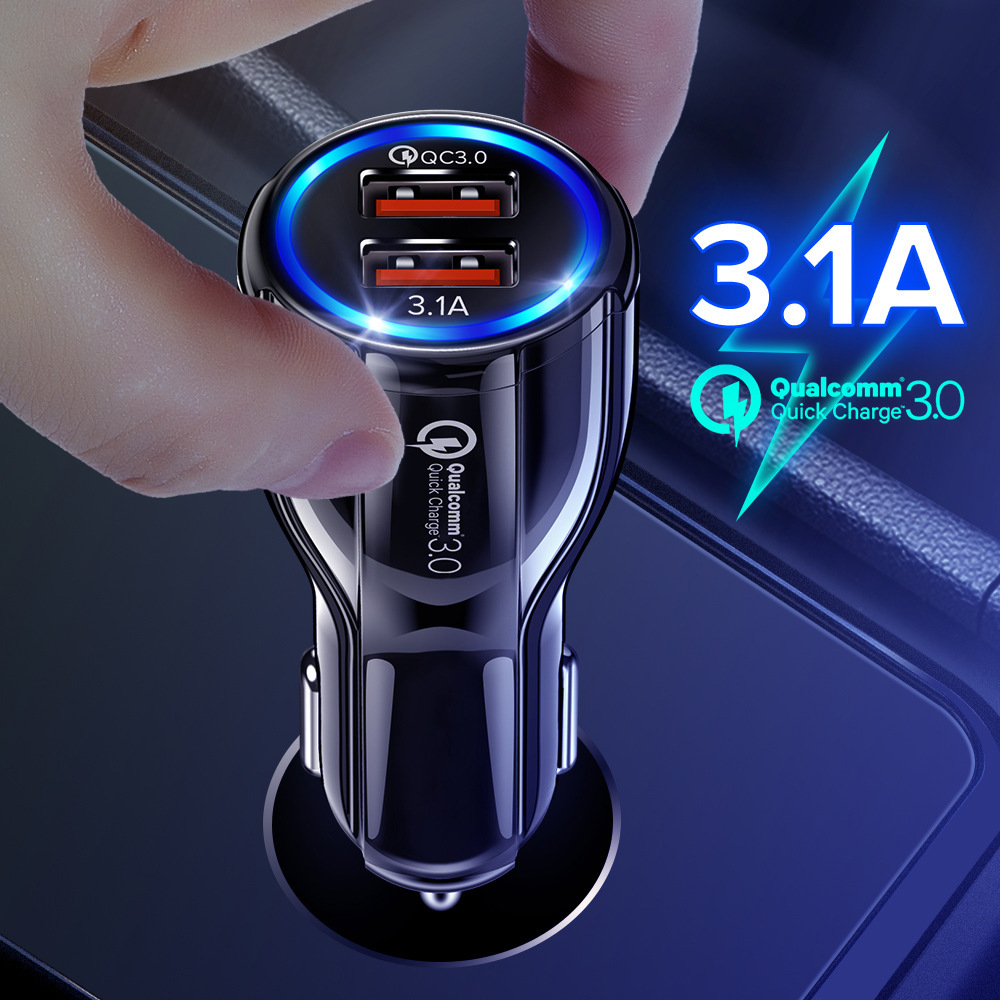 Double port fast charging mobile car charger qc3.0 fast charging car charger head luminous LED multi