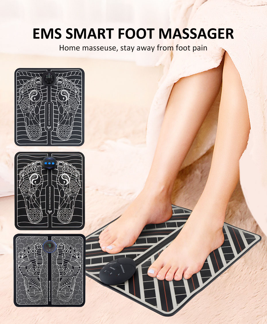Foot Massager Electric Smart Muscle Stimulation Pulse Acupuncture Therapy USB Charging Relieves Pain