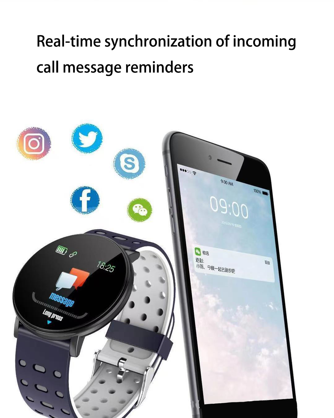 119plus sports smart Bracelet step watch Bluetooth watch 119s Watch Gift