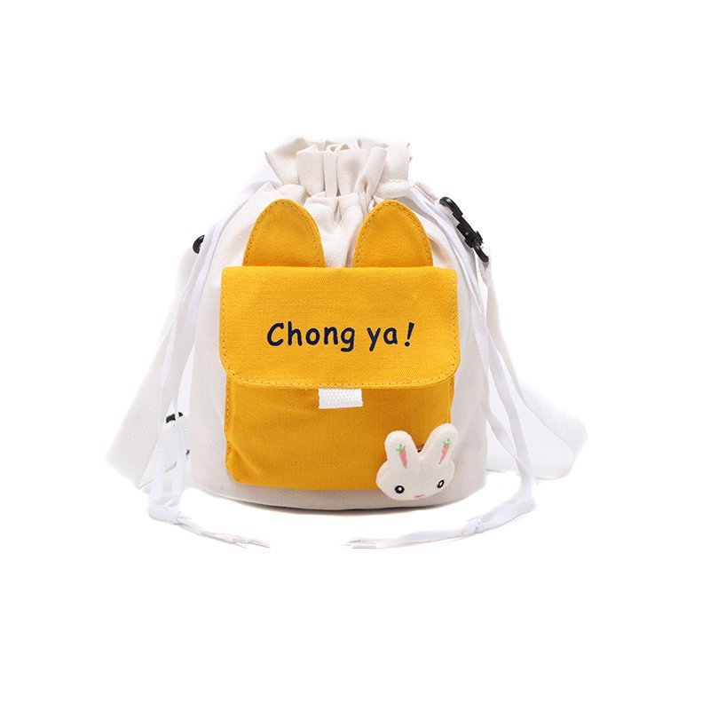 Cross border foreign trade canvas bucket bag women's bag Korean fashion sweet color contrast