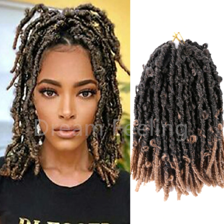 14 Incnches Butterfly Faux Locs Crochet Hair Pre looped Braids Hair Distressed Extensions  Nature Looking For Black Woman