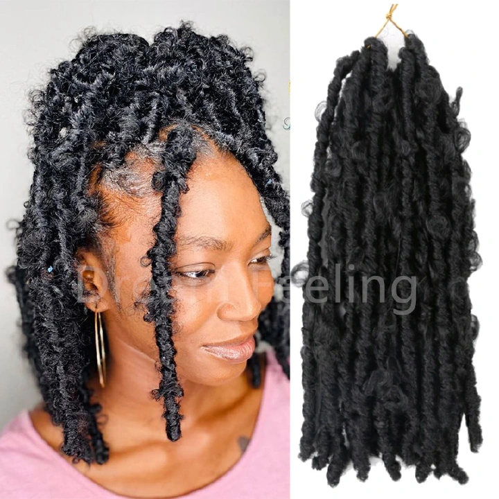 12 Strands/Pack Brown Butterfly Locs Crochet Hair Handmade Pre-looped Faux Locs Crochet Braids Soft Locs Crochet Hair