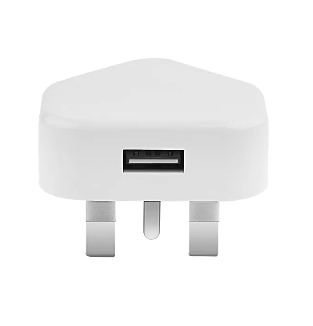 High quality 3 Pin UK Plug Single usb Charger AC usb Power Adapter Charger 1A white one size white