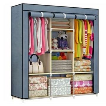 3 Columns Portable Wardrobe wooden Gray 3column