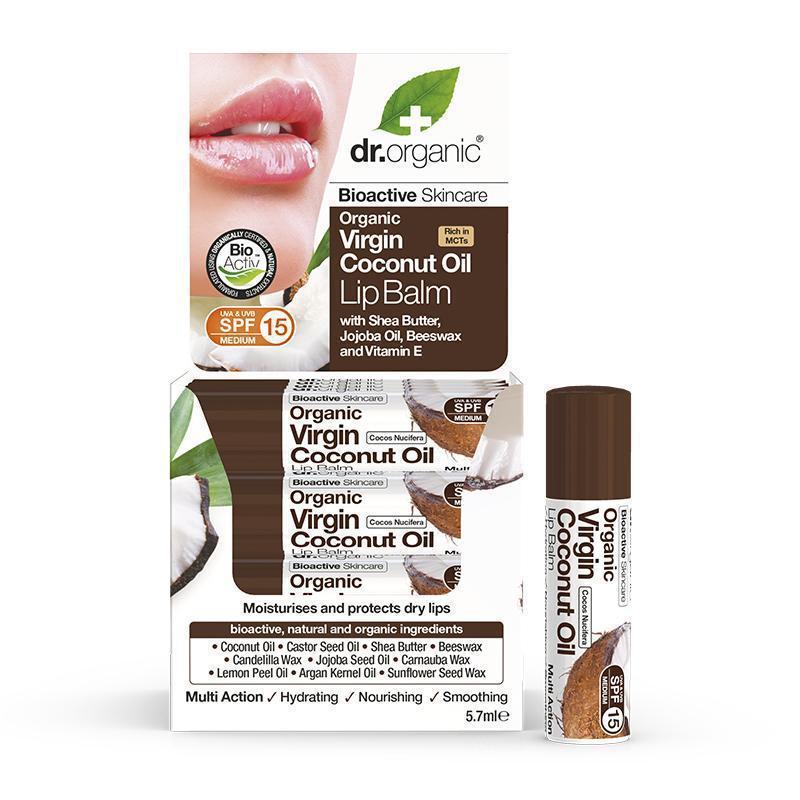 Dr. Organic Virgin Coconut oil Lip Balm For Dry and Cracked Lips 5.7ml