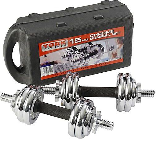 York Fitness 15kg Chrome Dumbbells Set