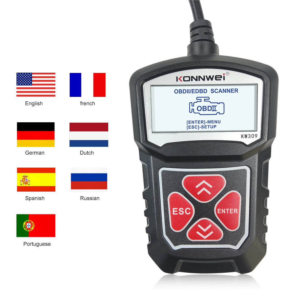 ouchuangbo Kw309 OBDII car diagnostic scanner tool OBDII / 2 code reader 7 languages