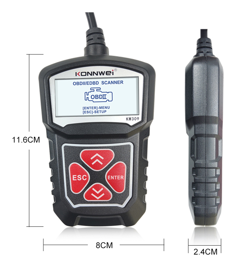 ouchuangbo Kw309 OBDII car diagnostic scanner tool OBDII / 2 code reader 7 languages