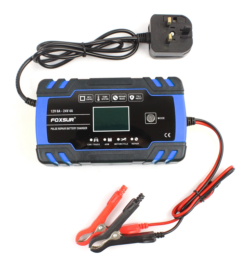 ouchuangbo LCD wet lead acid battery charger Automobile motorcycle 12V 8A pulse repair