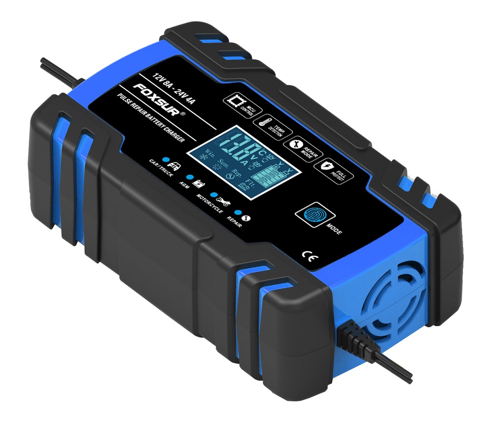 ouchuangbo LCD wet lead acid battery charger Automobile motorcycle 12V 8A pulse repair