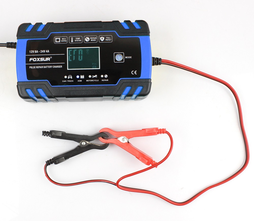 ouchuangbo LCD wet lead acid battery charger Automobile motorcycle 12V 8A pulse repair