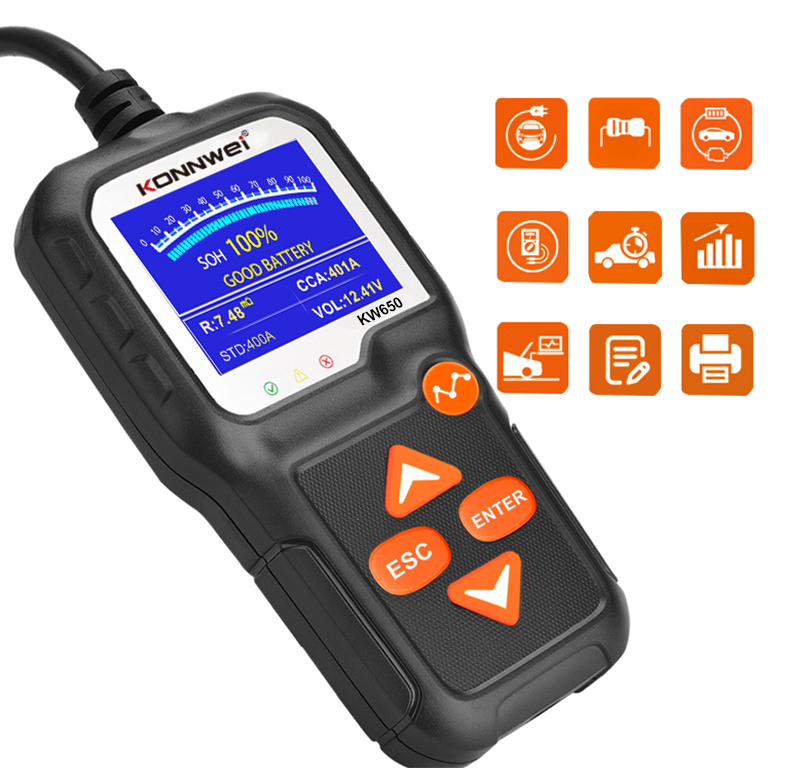 ouchuangbo KW650 6V / 12V analyzer Automobile motorcycle battery tester 100 to 2000 CCA