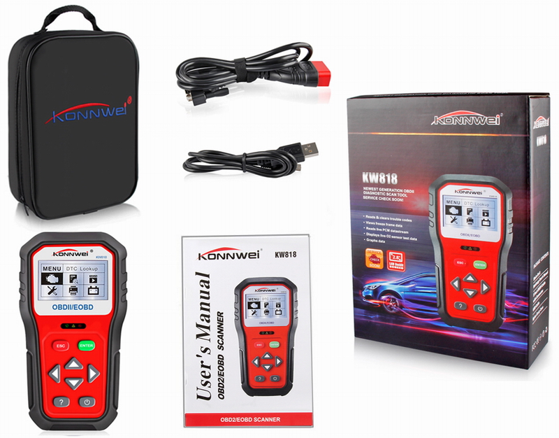 ouchuangbo KW818obdii car diagnostic scanner 12V battery tester check engine car code reader