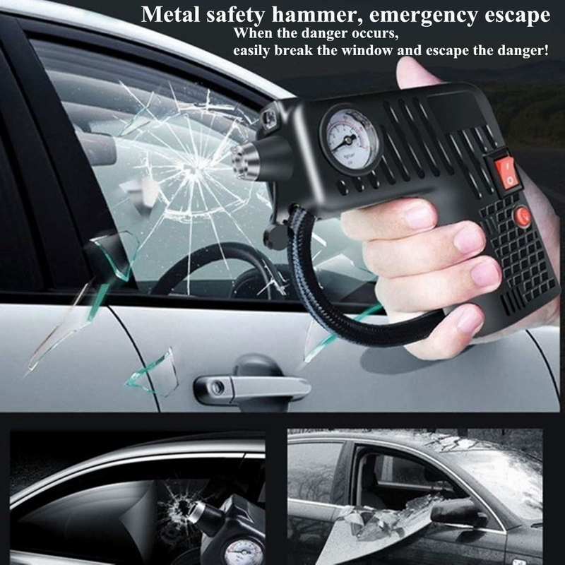 ouuchaungbo Multifunctional Car Tire Inflator Air Compressor 12V Electric Car Tire Air Pump Car Motorcycle Car Bike