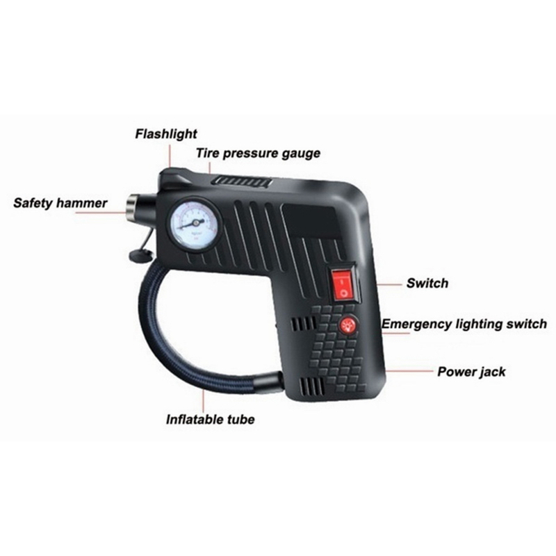 ouuchaungbo Multifunctional Car Tire Inflator Air Compressor 12V Electric Car Tire Air Pump Car Motorcycle Car Bike
