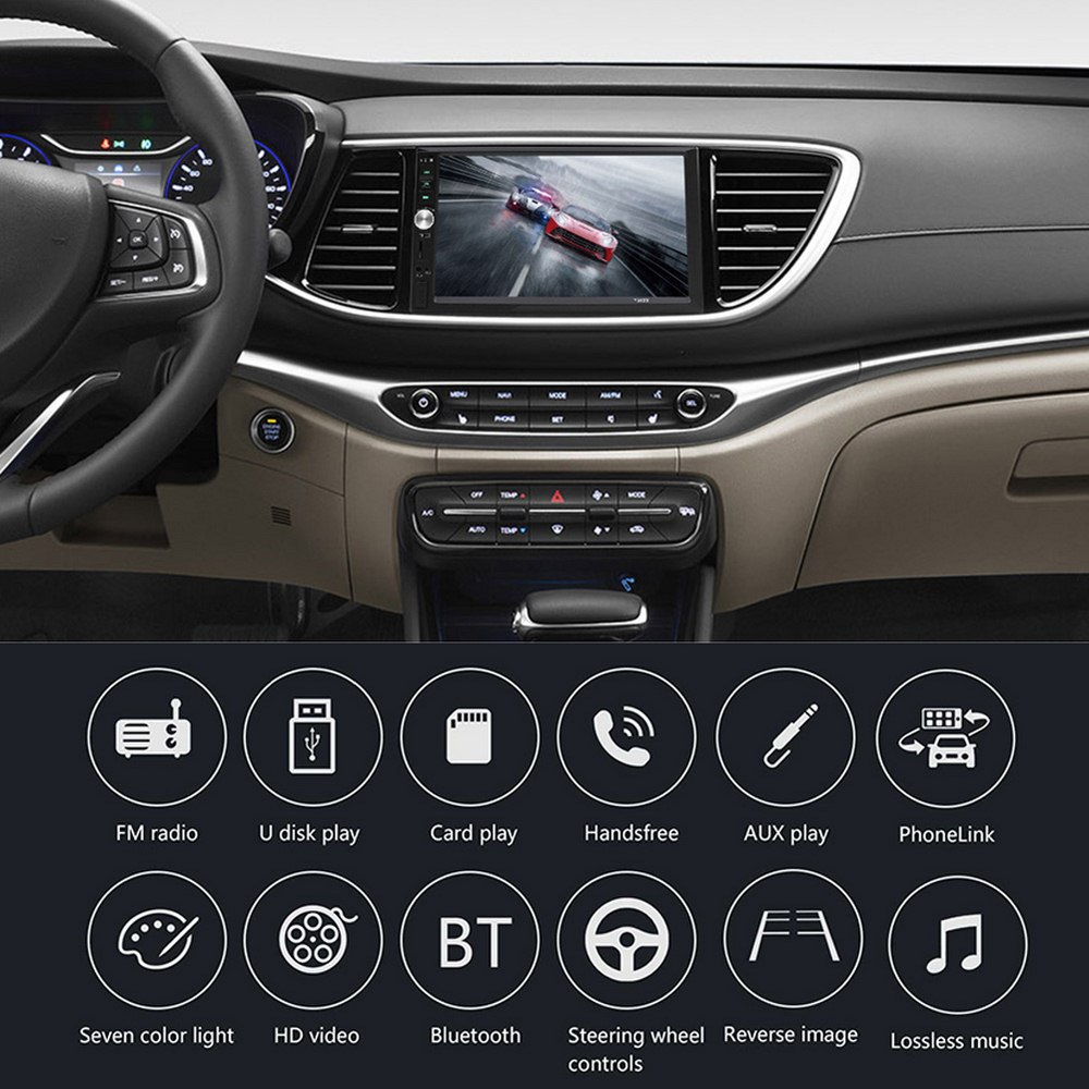 ouchuangbo 7 inch Car Radio  Double Din Universal Car Bluetooth MP5 Player Support Reverse Camera