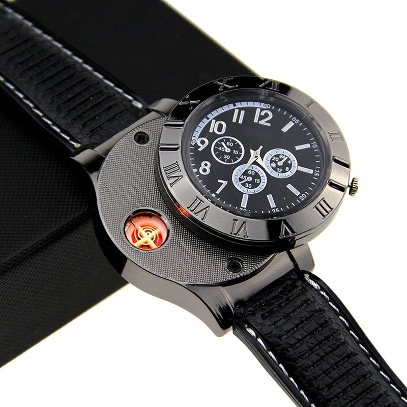 1 PCS Military Lighter Electronic Watch Windproof Flameless Cigarette Men Lighter Watches Men Watch