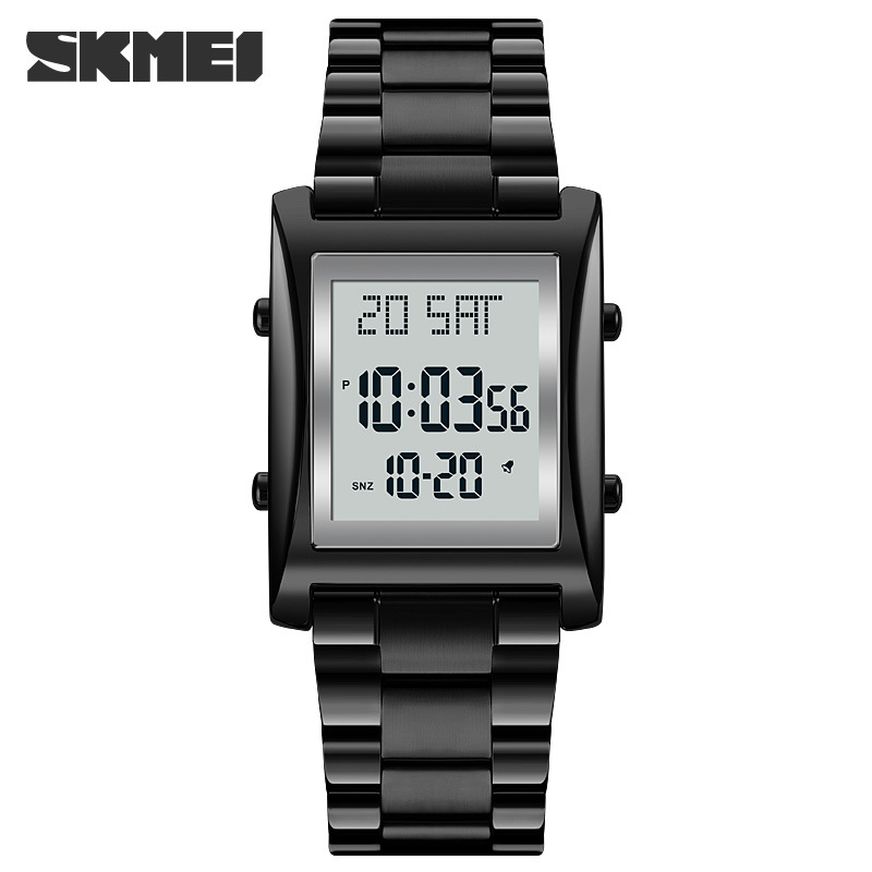 SKMEI Fashion Multifunctional Small Square Men's Watches Business Steel Band Electronic Watch Men