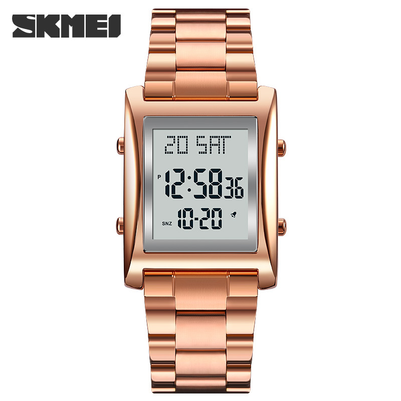 SKMEI Fashion Multifunctional Small Square Men's Watches Business Steel Band Electronic Watch Men