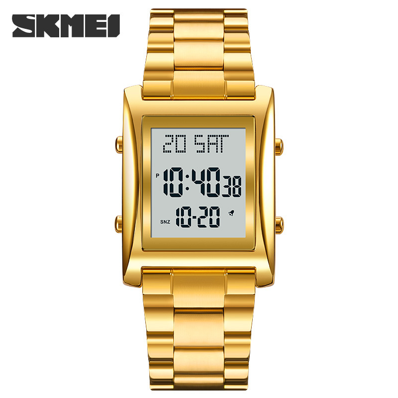 SKMEI Fashion Multifunctional Small Square Men's Watches Business Steel Band Electronic Watch Men