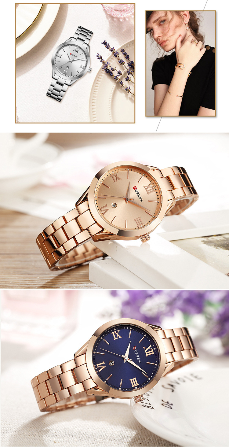 Curren Carren 9007 Women's Steel Strap Casual Quartz Watch Simple Watch Women's Watch