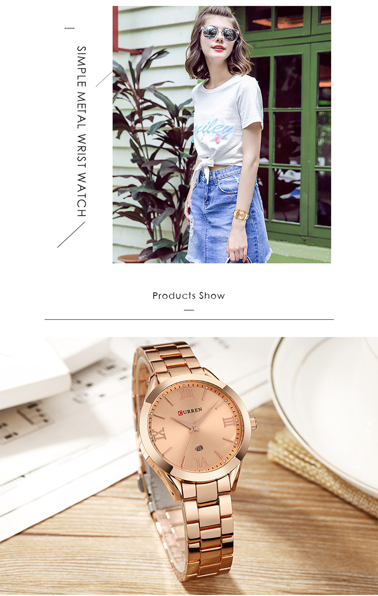 Curren Carren 9007 Women's Steel Strap Casual Quartz Watch Simple Watch Women's Watch