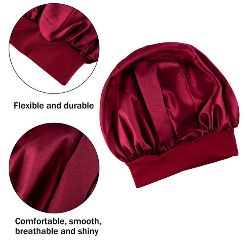 2PCS Set Women  Satin Headscarf Hat Sleeping BonnetCurly Hair Wrap Silk Cap Night Sleep Hair Caps Silky Bonnet Satin Adjust Head Cover Hat For Curly Springy Hair Styling Accessories B