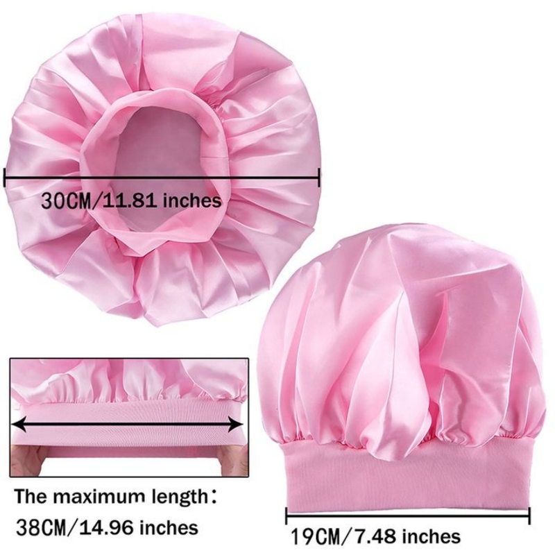 2PCS Set Women  Satin Headscarf Hat Sleeping BonnetCurly Hair Wrap Silk Cap Night Sleep Hair Caps Silky Bonnet Satin Adjust Head Cover Hat For Curly Springy Hair Styling Accessories B