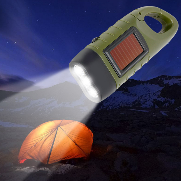 Solar hand electric torch portable LED emergency torch household outdoor lighting buckle