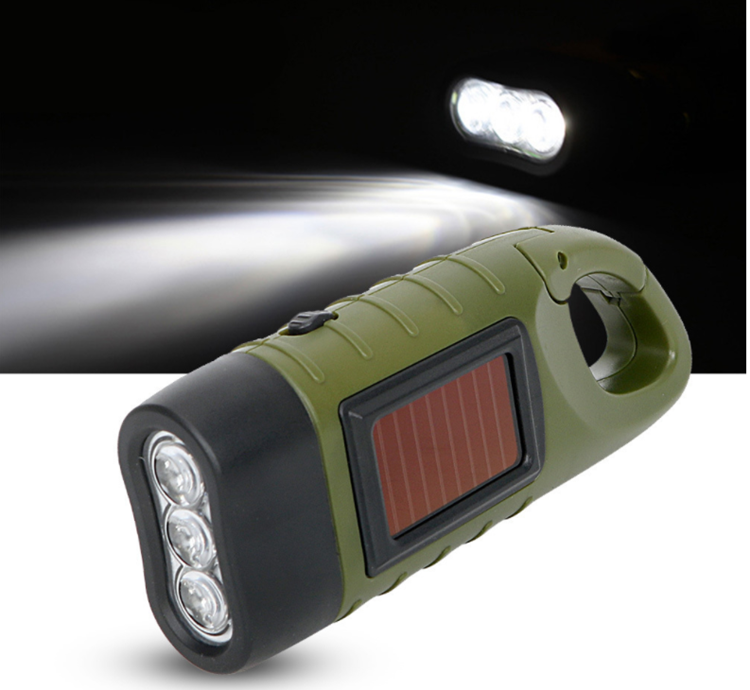 Solar hand electric torch portable LED emergency torch household outdoor lighting buckle
