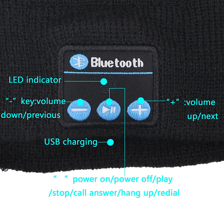 Bluetooth hat wireless headset knitted hat wireless Bluetooth receiver audio music Bluetooth headset
