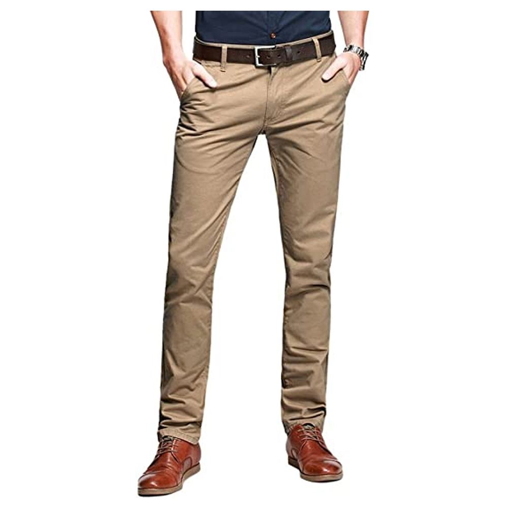 1PC Men's Slim Fit Soft Khaki Trousers