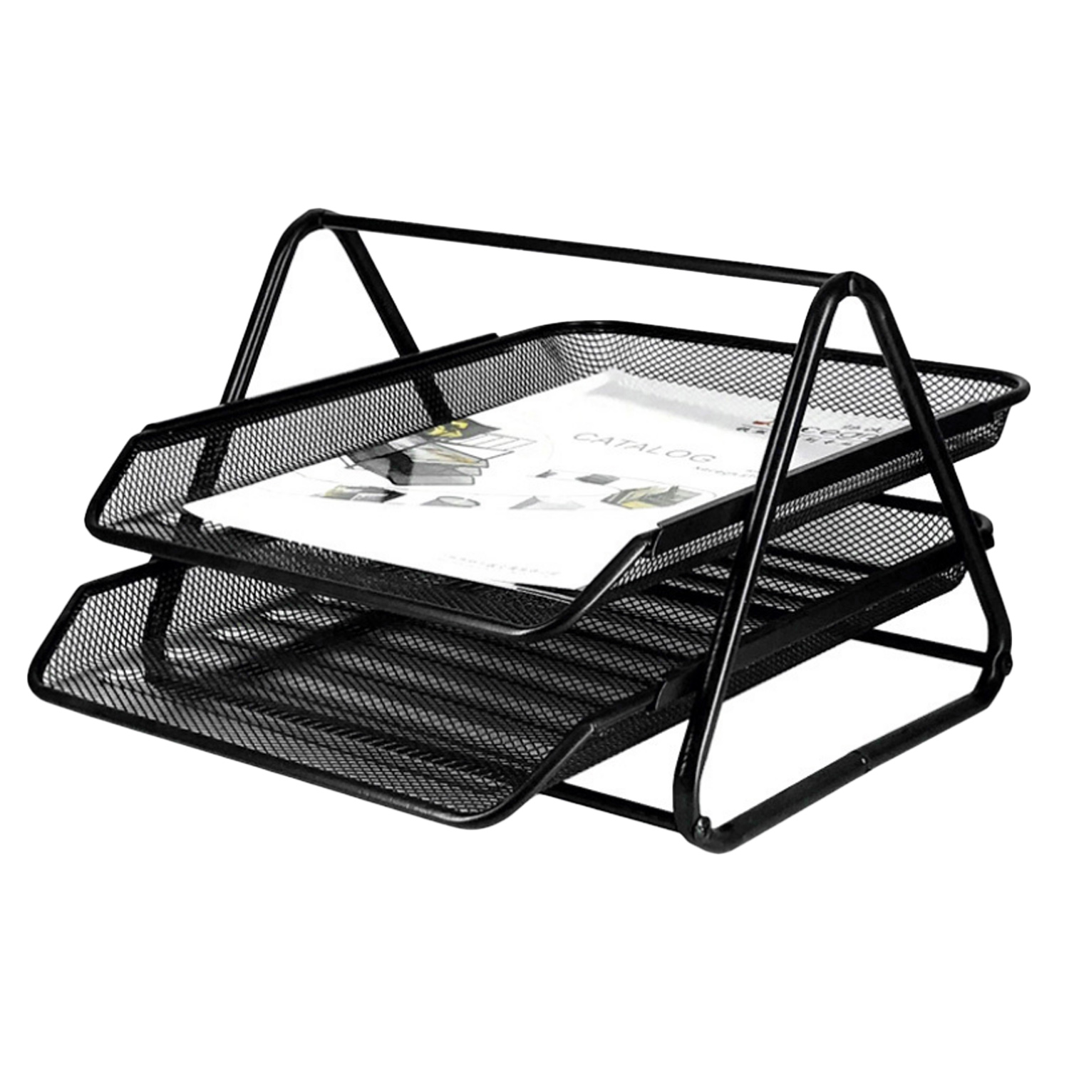 Desk Tray Office Desk Organizer - Sliding Document Trays Office Tray 2-Tier Mesh