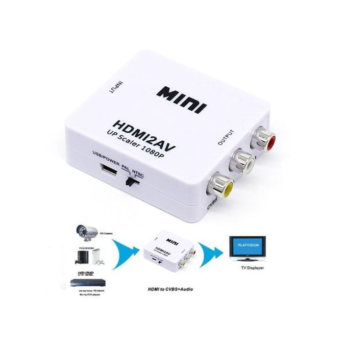 HDMI to AV RCA Converter with 3.5mm Audio HDMI2AV/CVBS+Audio Convertor for HDTV PC